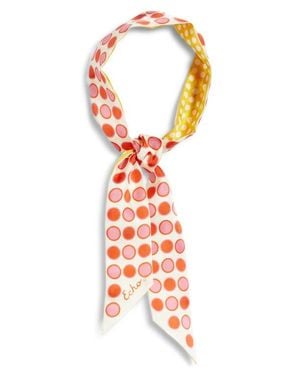 Echo Spot & Dot Silk Satin Ribbon Scarf - Orange