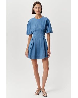 Exquise Briella Crew Neck Fitted Mini Dress - Blue