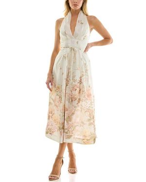 Socialite Midi Halter Dress - Natural