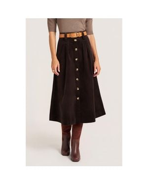 Matty M Marlowe Corduroy Midi Skirt - Black