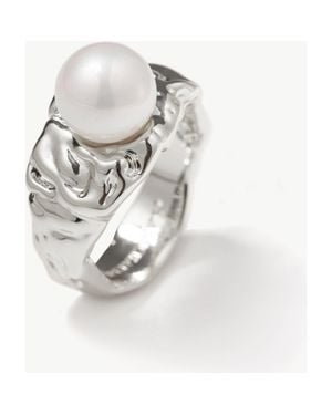 Classicharms Nora Freshwater Pearl Molten Statement Ring - White