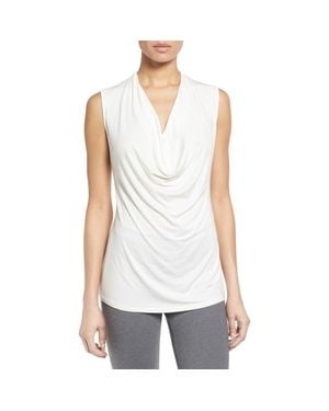 Halogen® Sleeveless Drape Neck Top - White