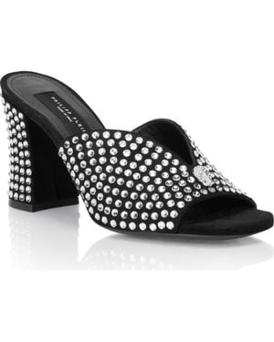 Philipp Plein Suede Platform Sandals Strass - Black