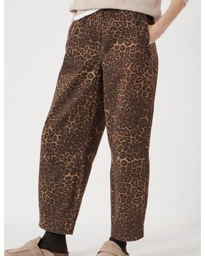 Hush Jack Barrel Leg Pull On Cotton Pants - Brown