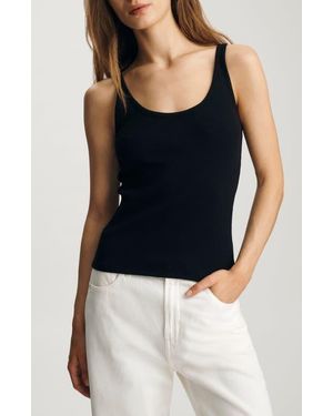 Mavi Scoop Neck Stretch Cotton Rib Tank - Blue