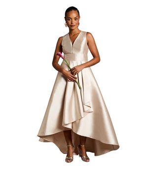 Coast Petite Plunge Waterfall Twill Dress - Natural