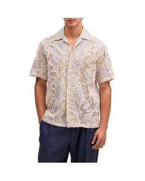 NN07 Julio Embroidered Inset Organic Cotton Button-Up Shirt - Multicolor
