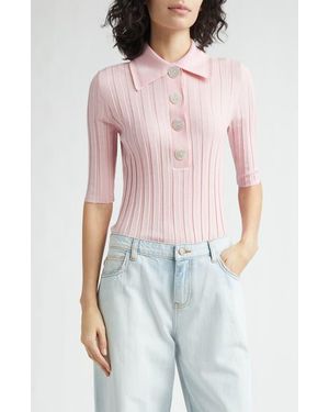 Nackiyé Sugarman Rib Wool Merino Polo - Red