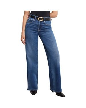 GOOD AMERICAN Soft-Tech Good Petite Wide Leg Jeans - Blue