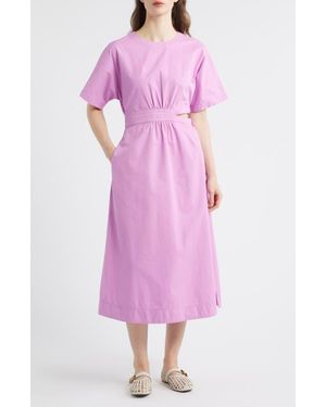 FRNCH Mavera Cutout Poplin Midi Dress - Pink