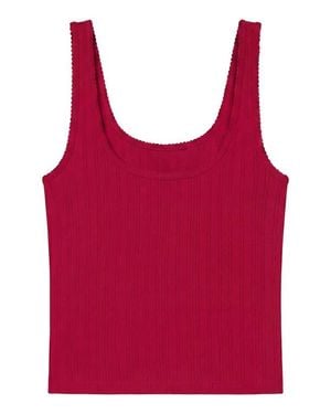 Lunya Pointelle Scoop Neck Sleep Tank - Red