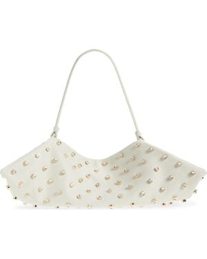 Altuzarra Origami Crystal Studded East/West Leather Bag - Gray