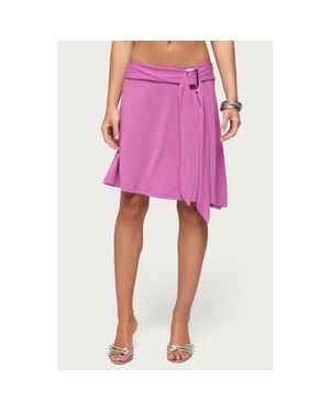 Edikted Fiori Buckle Asymmetric Midi Skirt - Pink
