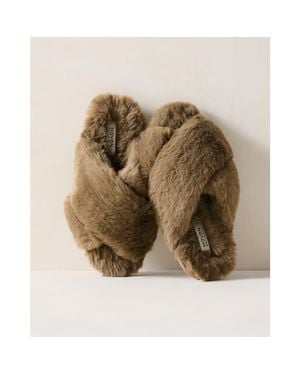 Haven Well Within Faux Fur Criss-Cross Slippers - Multicolor