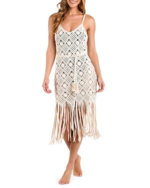 L'Agence Haleigh Diamond Crocheted Cover-Up Dress - Natural