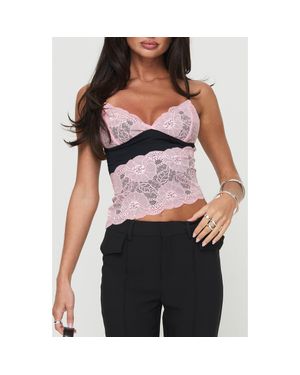 Princess Polly Antoine Lace Asymmetric Crop Camisole - Black