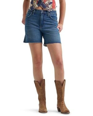 Wrangler Cowboy High Waist Denim Cutoff Shorts - Blue