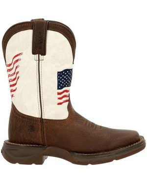 Durango Lil' Big Kids Distressed Flag Western Boot - Brown