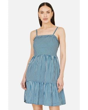 Yumi' Stripe Cotton Mini Sun Dress - Blue