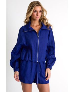Shan Linen Puffer Jacket - Blue