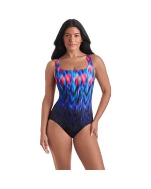ShapeSolver Sport Scoopneck Tank Chlorine Resistant One-Piece Swimsuit - Blue