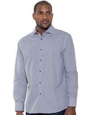 Luchiano Visconti Theodor Floral Geometric Print Long Sleeve Woven Shirt - Blue