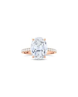 HauteCarat Oval Cut Pavé Lab Grown Diamond Ring - White