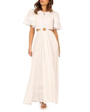 Petal & Pup Merletto Short Sleeve Cutout Eyelet Maxi Dress - Natural