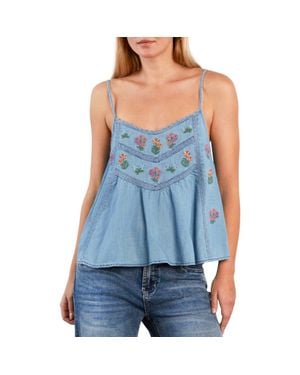 Billy T Honeysuckle Embroidered Camisole - Blue