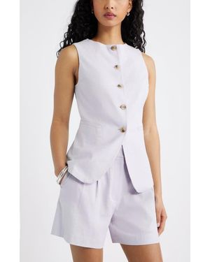 Open Edit Linen Blend Vest - White