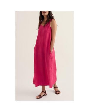 Seasalt Cornwall Hellborine Sleeveless Organic Cotton Dress - Pink