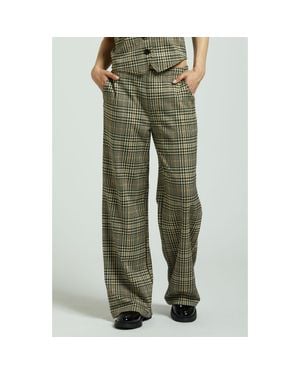 Brixton Ludlow High Waist Plaid Wide Leg Pants - Green