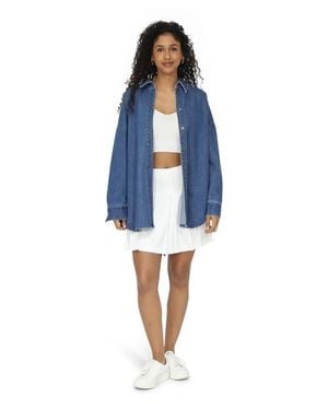 Belle & Bloom Into Him Oversized Denim Shirt - Blue