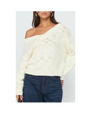 Princess Polly Talassa One-Shoulder Sweater - White