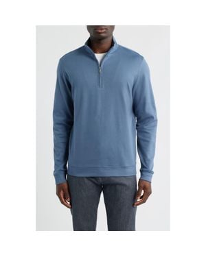 Scott Barber Pima Cotton Interlock Quarter Zip Pullover - Blue
