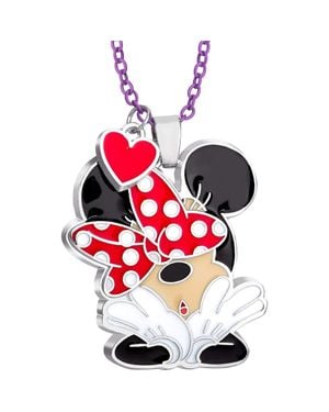 Disney Minnie Mouse And Mickey Heart Necklace - Red