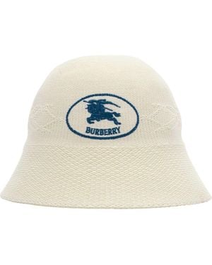 Burberry Embroidered Ekd Lightweight Knit Bucket Hat - Blue