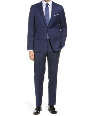 Heritage Gold Infinity Sharkskin Classic Fit Wool Suit - Blue