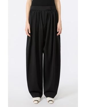 Sportmax Zorro Virgin Wool Wide Leg Pants - Black