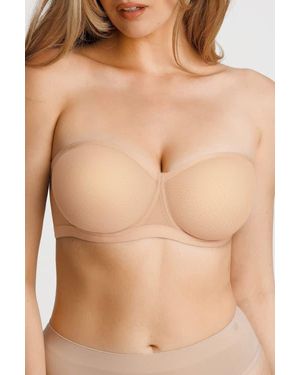 Popilush Non-Slip Strapless Breathable Sheers Bra - Natural