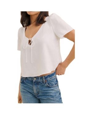 Reformation Mayla Tie Keyhole Linen Top - White