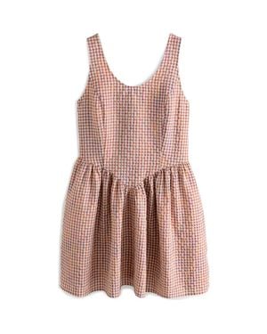 Next Sleeveless Gingham Cotton Blend Minidress - Pink