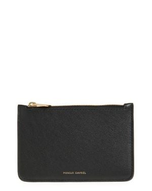 Mansur Gavriel Leather Zip Card Holder - Black
