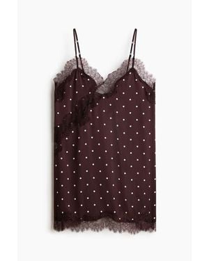 H&M Lace-Trimmed Satin Nightslip - Purple