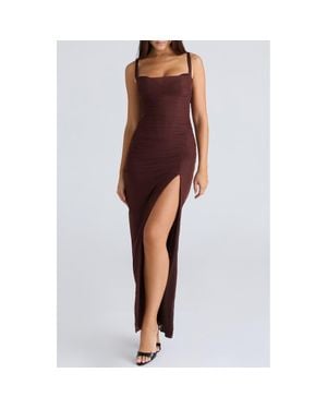 House Of Cb Lini Sleeveless Mesh Maxi Cocktail Dress - Red