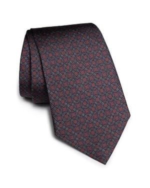 Jack Victor Ontario Chain Link Print Silk Tie - Blue