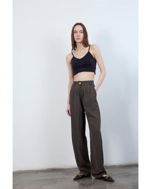 Monlicia Elara High Waist Pleated Pants - Gray