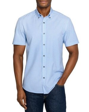 Con.struct Slim Fit Gingham Woven Short Sleeve Basic Shirt - Blue