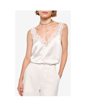 Cami NYC Fernanda Lace Trim Silk Charmeuse Tank - White