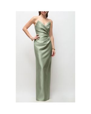 Alfred Sung Rebecca Strapless Satin Column Gown - Green